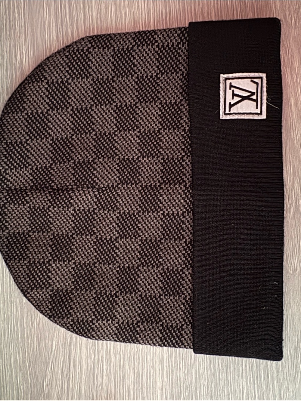Louis Vuitton Black & Charcoal Checkered Knit Beanie